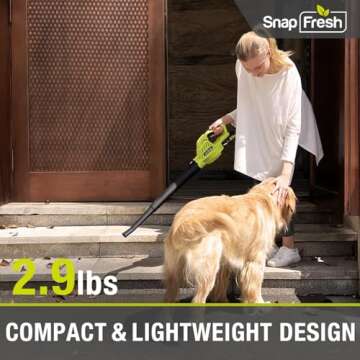 SnapFresh Cordless Leaf Blower, 20V Leaf Blower Cordless with 2.0Ah Li-ion Battery & Fast Charger, 130 MPH 140CFM Electric Leaf Blower Battery Powered Lightweight Leaf Blower for Sidewalk Yard