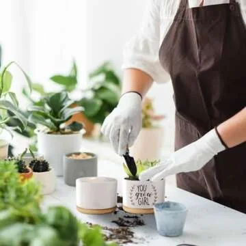 Lasimfa You Grow Girl White Ceramic Succulent Planter Pots Cactus Flower, Funny Planter Pots for Plant Lovers Friends Birthday Christmas Thanksgiving Gift, 3.6 Inch (Plant Not Included)