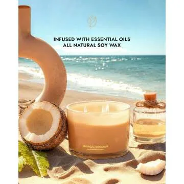 Coconut Soy Candle | Large 3 Wick Jar for Home