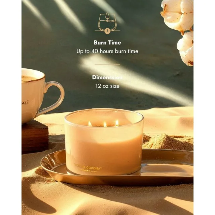 Coconut Soy Candle | Large 3 Wick Jar for Home
