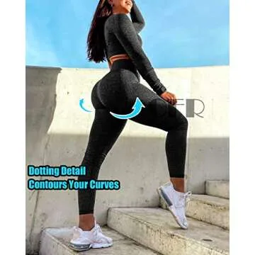 CFR Women High Waist Yoga Pants Dot Contouring Vital Seamless Leggings #0 Black M