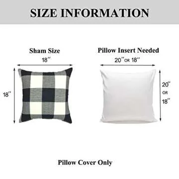 YOUR SMILE Retro Farmhouse Buffalo Tartan Chequer Plaid Cotton Linen Decorative Throw Pillow Case Cushion Cover Pillowcase for Sofa,Set of 2 (Black, 18''x18'')