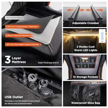 BAMACAR Naturnest Rooftop Tent Hard Shell, Nature Nest Roof Top Tent Hardshell Rooftop Tent For Van Jeep SUV Truck Car Tents For Camping Car Roof Tent Hard Shell Roof Top Tent Camping, 2-3 People Tent