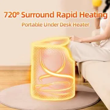 Under Desk Heater, Electric Foot Warmer for Office & Home, Portable Space Heater with Heated Floor M...
