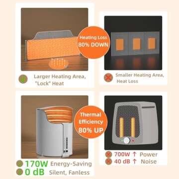 Under Desk Heater, Electric Foot Warmer for Office & Home, Portable Space Heater with Heated Floor Mat, Radiant Heater Indoor Use for Foot Leg, Quiet Foot heater with Thermostat and Timer UEMUSI