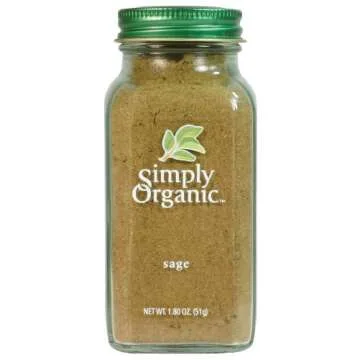Simply Organic Ground Sage Leaf, 1.41 Ounce, Sweet Earthy Flavor, Hints of Mint, Pair with Garlic & Rosemary, Kosher, Organic
