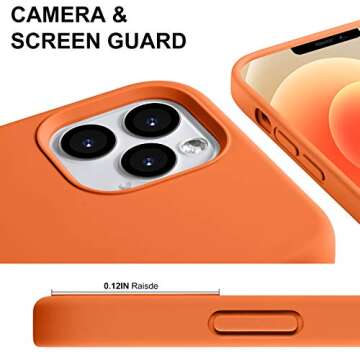 LEOMARON Compatible with iPhone 12 Pro Max Case 6.7 inch, Liquid Silicone Full Body Protection Cover Case with Soft Microfiber Cloth Lining for iPhone 12 Pro Max 2020, Orange