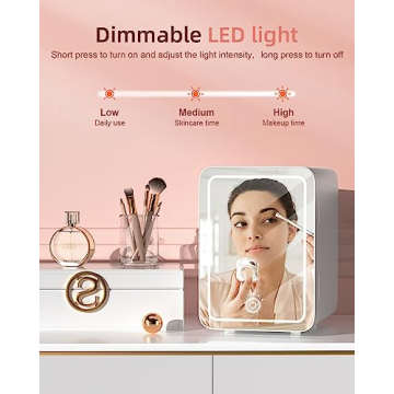 Mini Fridge for Makeup & Skincare with LED Mirror