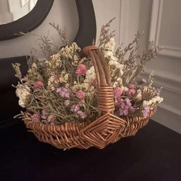 HUAESIN Natural Dried Flowers Bouquet Dried Cotton Stem Lover Grass Gypsophila Myosotis Sylvatica Farmhouse Artificial Flowers for Filler Floral Arrangement DIY Home Party Decor