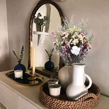 HUAESIN Natural Dried Flowers Bouquet Dried Cotton Stem Lover Grass Gypsophila Myosotis Sylvatica Farmhouse Artificial Flowers for Filler Floral Arrangement DIY Home Party Decor