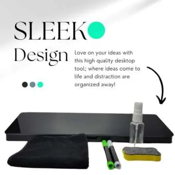 Desktop Whiteboard with Storage, to-do List Memo Desk Dry Erase Glass White Board for Home Office and School Supplies (Black), Desk Buddy