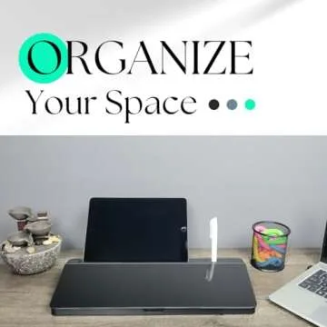 Desktop Whiteboard with Storage, to-do List Memo Desk Dry Erase Glass White Board for Home Office and School Supplies (Black), Desk Buddy
