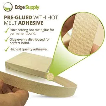 Edge Supply Birch 1/2" X 250' Roll of Plywood Edge Banding, Preglued Real Wood Veneer Edging, Flexible Veneer Edging, Easy Application Iron on Edge Banding for Restoration, Made in USA