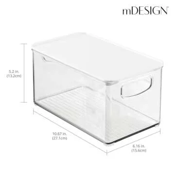 mDesign Versatile Plastic Storage Bin with Lid - 6 Pack