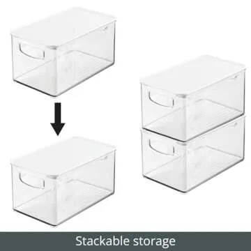 mDesign Versatile Plastic Storage Bin with Lid - 6 Pack