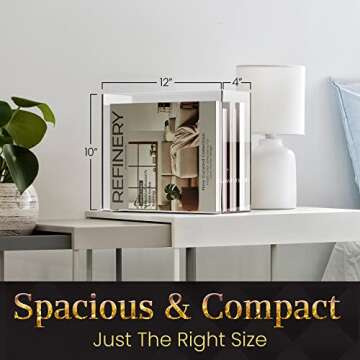 CLASSIC ACRYLIC File Organizer for Desk - A Slim Acrylic Storage Box with Handles is great for Office Organization - This Modern Acrylic Magazine Holder makes a Great Gift for Home/Work Space