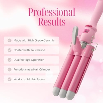 Alure Three Barrel Curling Iron With LCD Display 1 Inch