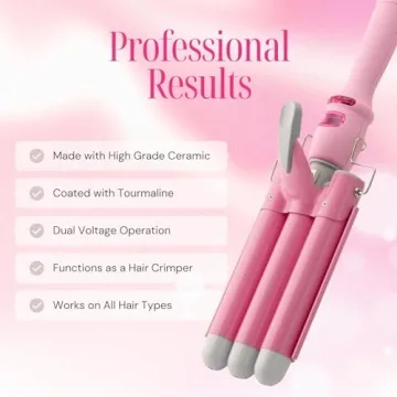 Alure Three Barrel Curling Iron With LCD Display 1 Inch