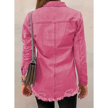 Dokotoo Women's Oversized Denim Jacket Casual Long Boyfriend Distresse Jean Jacket Autumn Spring, A1...