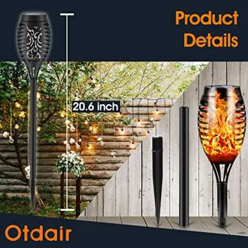 Otdair Solar Torch Lights - 12 Pack for Stunning Ambiance