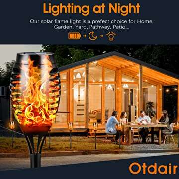 Otdair Solar Torch Lights - 12 Pack for Stunning Ambiance