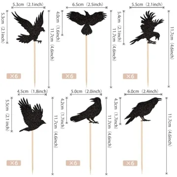 Black Crow Cupcake Toppers for Halloween & Birthday Parties