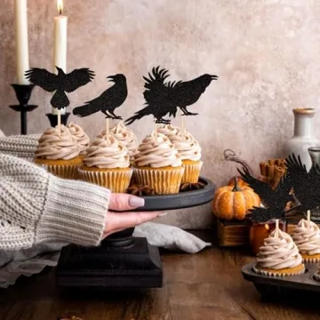 Black Crow Cupcake Toppers for Halloween & Birthday Parties