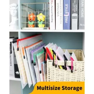 Smarpau Mesh Zipper Pouch, 24 Pack 8 Sizes Plastic Zipper Pouches for Organizing, Multipurpose Waterproof Zipper Bags for Travel, Office, Home Storage, Black