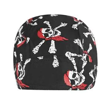 Cotton Skull Cap, Unisex Bandana Hat Pirate Headscarf Sports Headwear Sun UV Protection Cycling Bandana Running Beanie Bike Motorcycle Under Helmet Liner