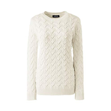 Lands' End Women's Drifter Cotton Crew Neck Sweater Ivory