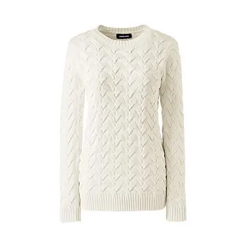 Lands' End Women's Drifter Cotton Crew Neck Sweater Ivory