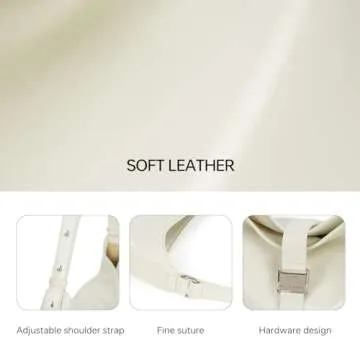 LA FESTIN Leather Crossbody Bag for Women: Hobo Shoulder Purse with Adjustable Strap White Trendy Handbag Purse - Suitable for Travel Daily Occasions