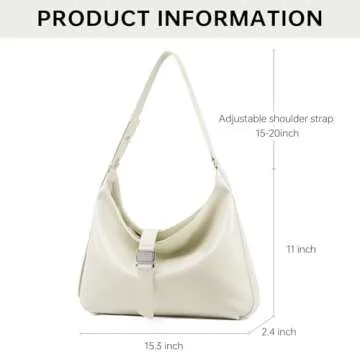 LA FESTIN Leather Crossbody Bag for Women: Hobo Shoulder Purse with Adjustable Strap White Trendy Handbag Purse - Suitable for Travel Daily Occasions