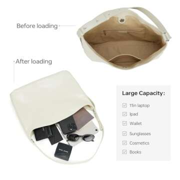 LA FESTIN Leather Crossbody Bag for Women: Hobo Shoulder Purse with Adjustable Strap White Trendy Handbag Purse - Suitable for Travel Daily Occasions