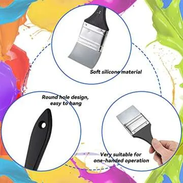 4 Pieces Silicone Paint Brush Set Color Shapers Silicone Brushes for Resin Painting Flat Paintbrush Acrylic and Water Based Tool(1/1.5/2/ 2.5 in Wide)