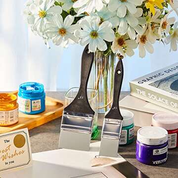 4 Pieces Silicone Paint Brush Set Color Shapers Silicone Brushes for Resin Painting Flat Paintbrush Acrylic and Water Based Tool(1/1.5/2/ 2.5 in Wide)