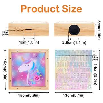 Wooden Piggy Bank for Kids Boys Girls, DIY Name Coin Bank Unicorn Dinosaur Money Bank with Letter Stickers