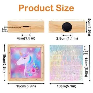 Wooden Piggy Bank for Kids Boys Girls, DIY Name Coin Bank Unicorn Dinosaur Money Bank with Letter Stickers