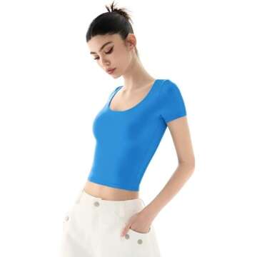PUMIEY Women’s Short Sleeve Scoop Neck T-Shirt