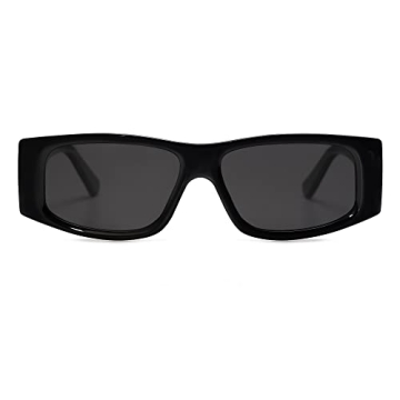 SOJOS Trendy Y2K Rectangle Polarized Sunglasses for Women Men Fashion Designer Rave Sunglasses SJ2228, Black/Grey
