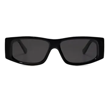 SOJOS Trendy Y2K Rectangle Polarized Sunglasses for Women Men Fashion Designer Rave Sunglasses SJ2228, Black/Grey
