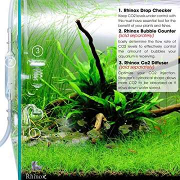 Rhinox Glass Drop Checker Kit – 3 Seconds to Read CO2 Levels - 3 Minutes to Setup - Fastest Way to Ensure Sufficient Co2 in Planted Aquarium - Color Change Reflects the Level of CO2