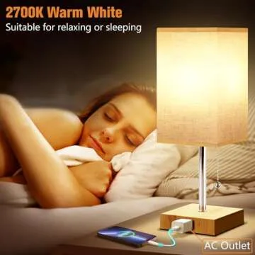 PLMMY Bedside Lamp Set - 3 Light Modes & Charging