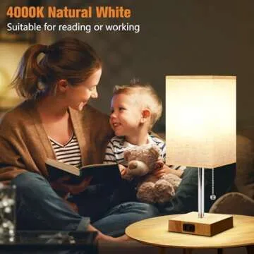 PLMMY Bedside Lamp Set - 3 Light Modes & Charging