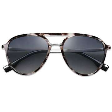 SOJOS Retro Aviator Polarized Sunglasses for Women Men Double Bridge Ladies Shades SJ2078 with Grey ...