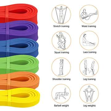 Resistance Bands Set, Pull Up Assist Bands - Stretch Resistance Band - Mobility Band Powerlifting Exercise Bands for Resistance Training, Physical Therapy, Home Workouts (#09 6 Bands Set Yellow-Red)