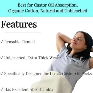 2 Pcs Organic Cotton Flannel for Castor Oil Pack Wrap, Reusable Castor Oil Compress for Liver Detox, Castor Oil Pads for Abdomen, Joints & Other Areas