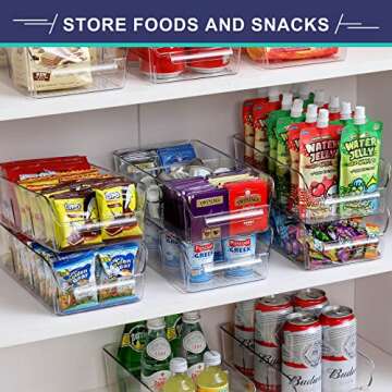 Set of 8 Stackable Clear Bins for Kitchen Organization