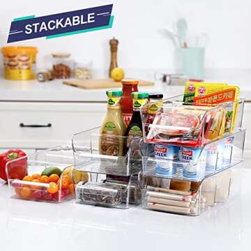 Set of 8 Stackable Clear Bins for Kitchen Organization