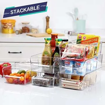 Set of 8 Stackable Clear Bins for Kitchen Organization